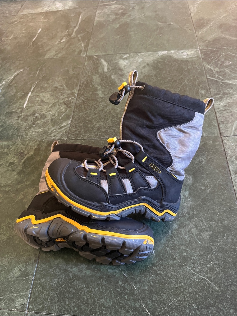 Keen Kids Black and Yellow Waterproof Winter Boots
